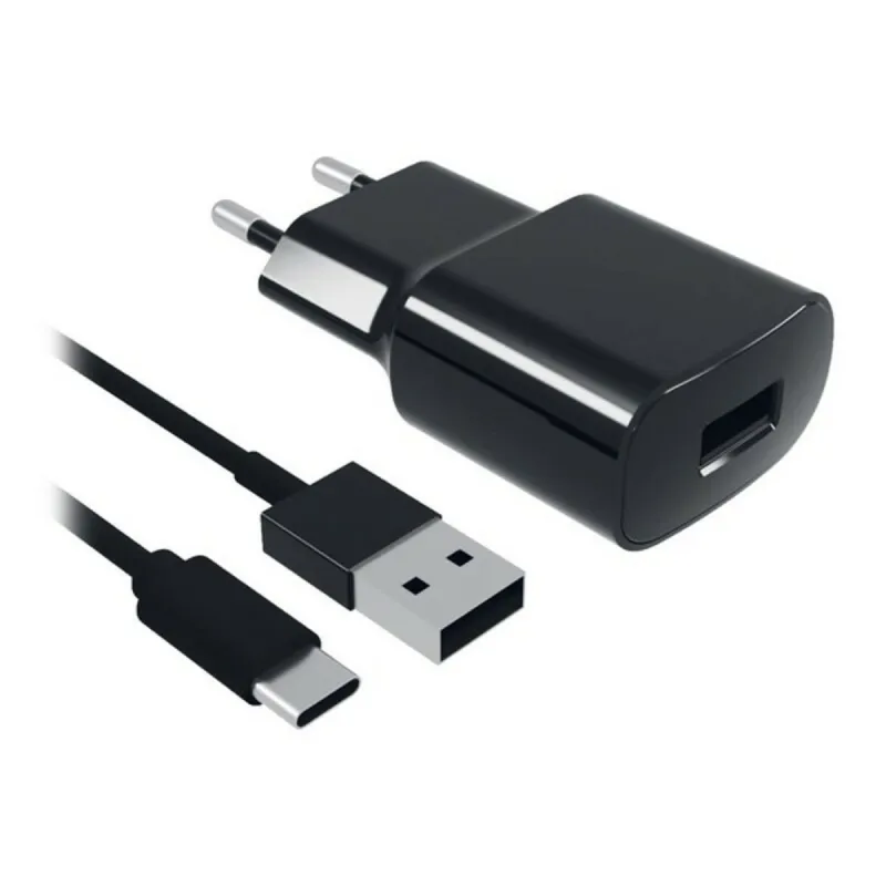 Sieninis įkroviklis + USB C kabelis Contact 8427542980744 2A Juoda