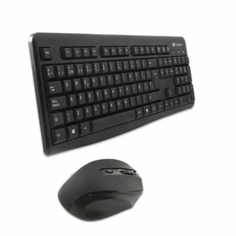 Klaviatūra ir pelė CoolBox COO-KTR-02W Ispaniška Qwerty Belaidis Juoda Ispanų QWERTY