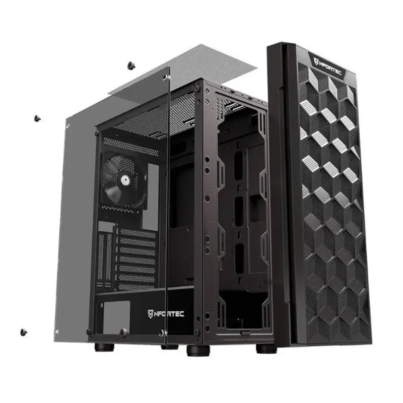 ATX Pus-torņveida Kārba Nfortec NF-CS-AZIR-B Melns