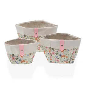 Basket set Versa 14 x 14 x 14 cm Flowers