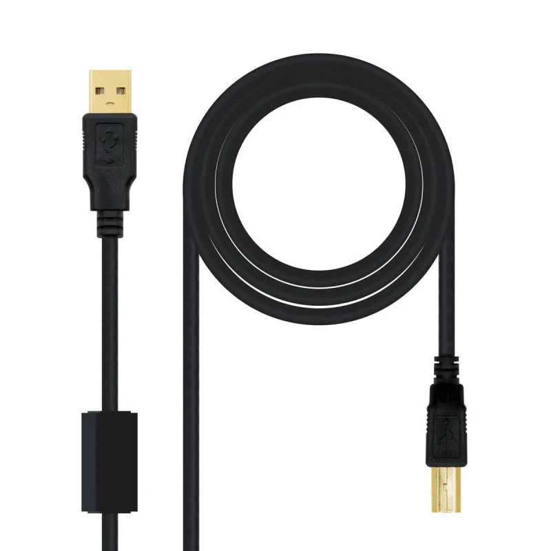 USB 2.0 A - USB B kaapeli NANOCABLE 10.01.1205 Musta 5 m