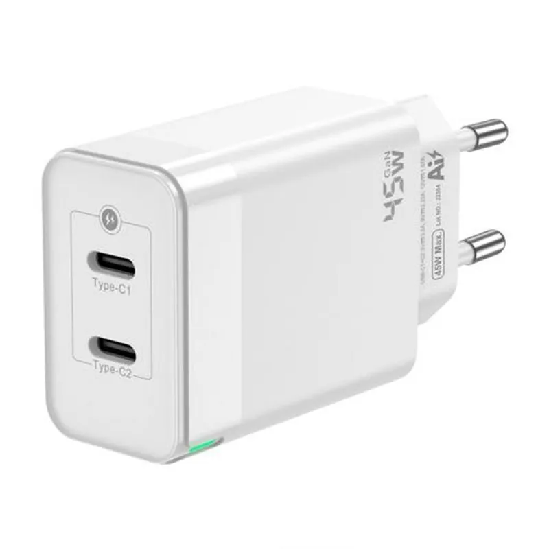 Сетевое зарядное устройство Aisens Gan Белый 45 W