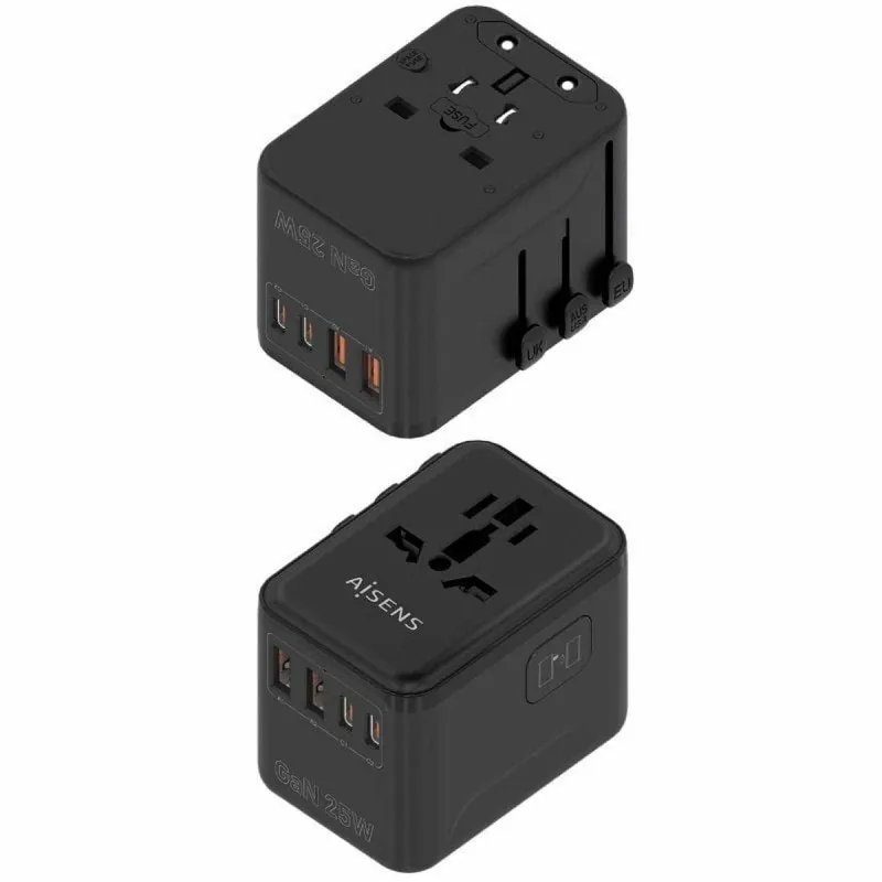 Sienas Lādētājs Aisens ASPS-2A2C08-BK 25 W Melns