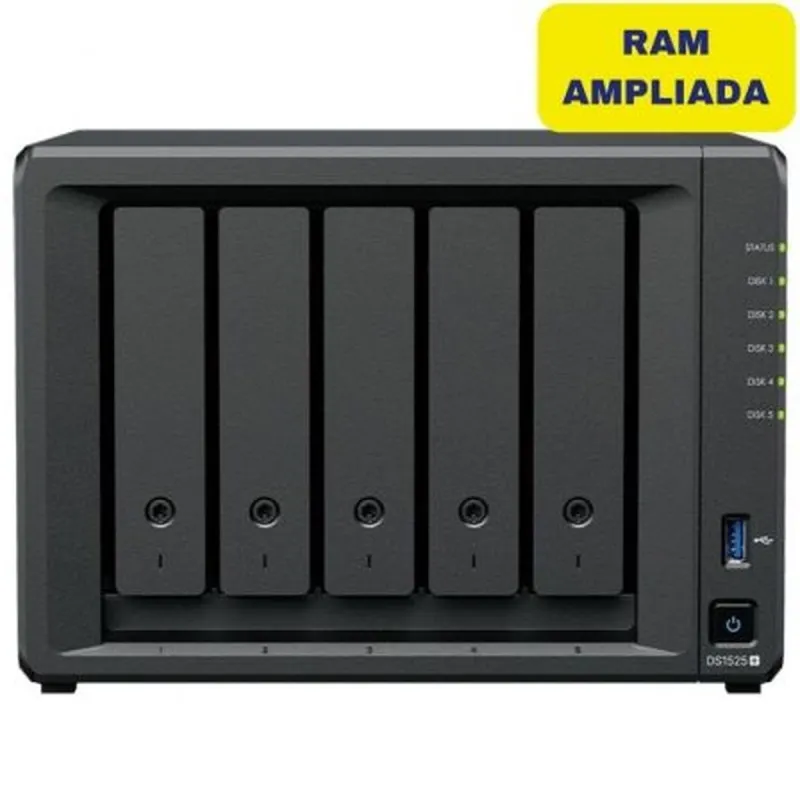 NAS tinklinė saugykla Synology DS1525+/32G Juoda AMD Ryzen R1600