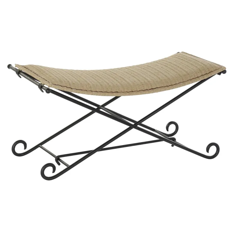 Банкетка DKD Home Decor   Чёрный Металл Светло-коричневый ротанг (94 x 49 x 44 cm)