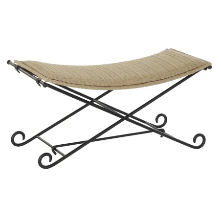 Банкетка DKD Home Decor   Чёрный Металл Светло-коричневый ротанг (94 x 49 x 44 cm)