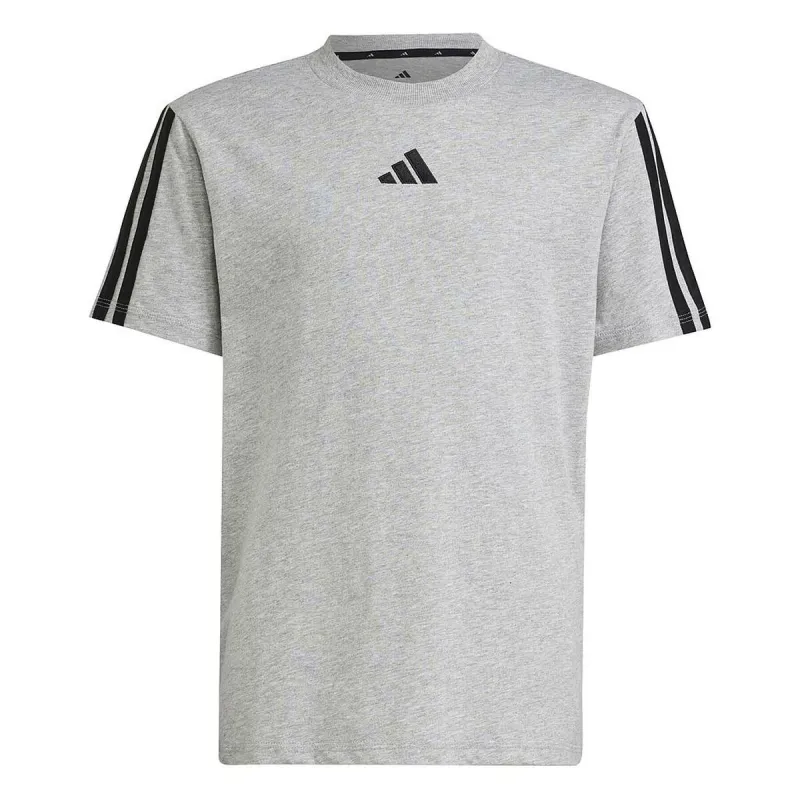 Детский Футболка с коротким рукавом Adidas 3stripes Чёрный Светло-серый