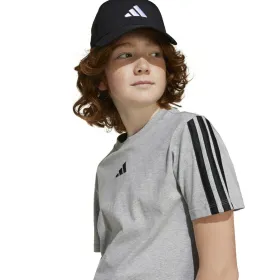 Krekls ar Īsām Piedurknēm Bērniem Adidas 3stripes Melns Gaiši pelēks