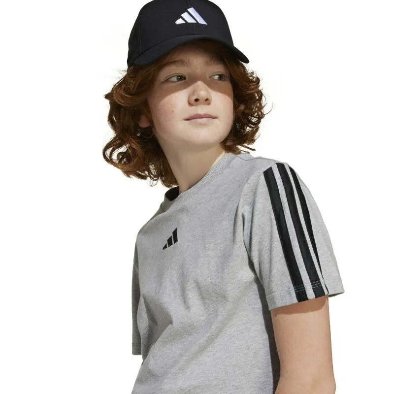 Детский Футболка с коротким рукавом Adidas 3stripes Чёрный Светло-серый