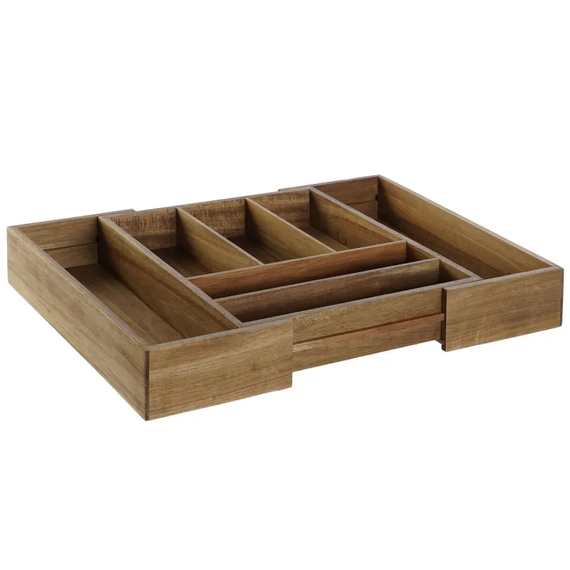Söögiriistade korraldaja DKD Home Decor naturaalne akaatsiapuu 35 x 30 x 7 cm
