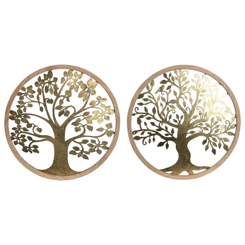 Seinäkoriste Koti ESPRIT Golden Natural Tree Cottage 60 x 1,5 x 60 cm (2 kpl)
