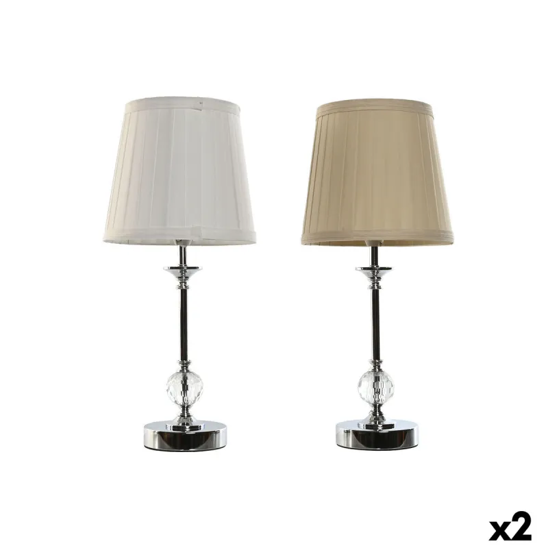 Galda lampa Home ESPRIT baltā bēšā metāla 25 W 220 V 20 x 20 x 46 cm (2 gab.)