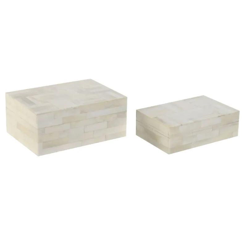Шкатулка для украшений Home ESPRIT Bone Mango Wood 18 x 13 x 7,7 см (2 шт.)