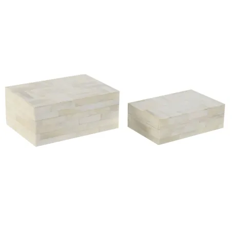 Шкатулка для украшений Home ESPRIT Bone Mango Wood 18 x 13 x 7,7 см (2 шт.)