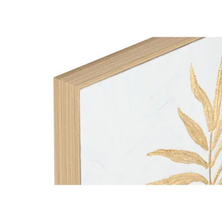 Maalimiskodu ESPRIT valge kuldne lõuend MDF puit moodne taimeleht 42 x 4 x 42 cm (2 tk)