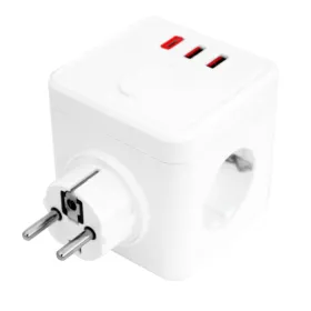 Pistokeadapteri Silver Electronics E-BLOCK 3 Valkoinen 230 V 16A