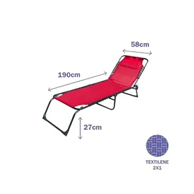 Sun-lounger Marbueno Red 190 x 27 x 58 cm