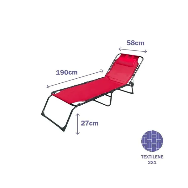 Sun-lounger Marbueno Red 190 x 27 x 58 cm