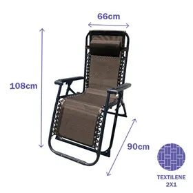 Folding Lounger Camping Chair Marbueno Brown 90 x 108 x 66 cm