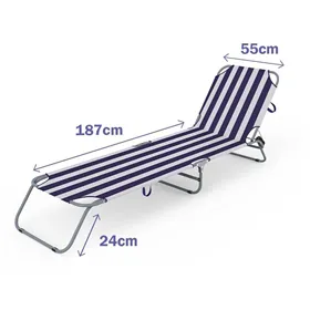Sun-lounger Marbueno White/Blue 187 x 24 x 55 cm 2 Units