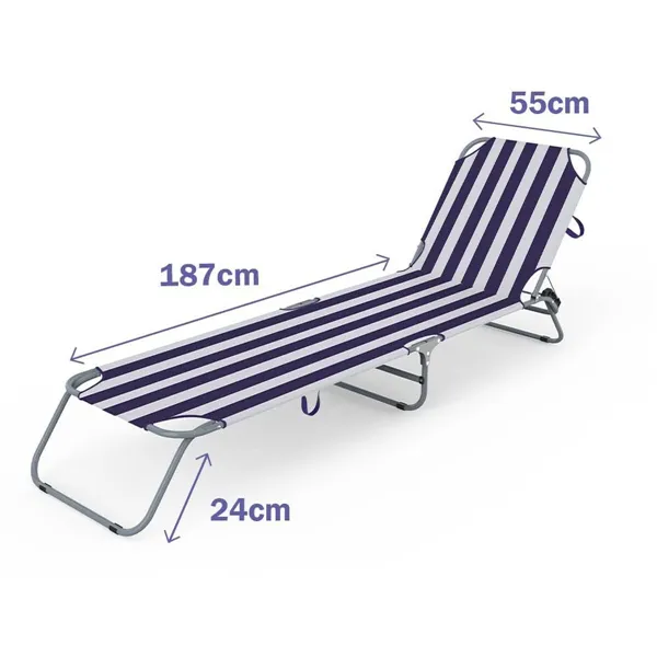 Sun-lounger Marbueno White/Blue 187 x 24 x 55 cm 2 Units