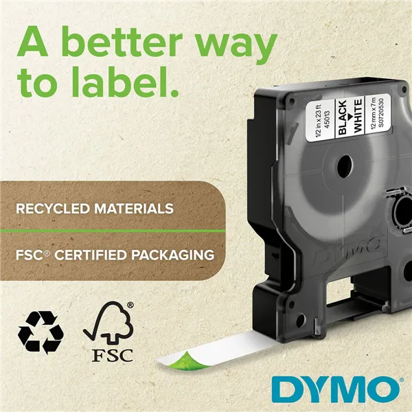 Laminated Tape for Labelling Machines Dymo ID1-12 12 mm x 1,5 m