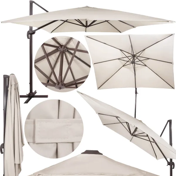 Sodo skėtis Springos GU0051, 440 cm, su uždangalu, pakabinamas, ekru spalvos