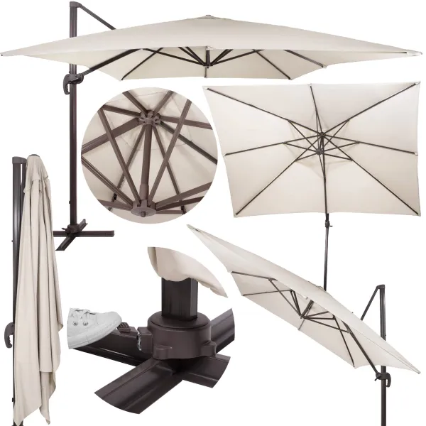 Sodo skėtis Springos GU0051, 440 cm, su uždangalu, pakabinamas, ekru spalvos