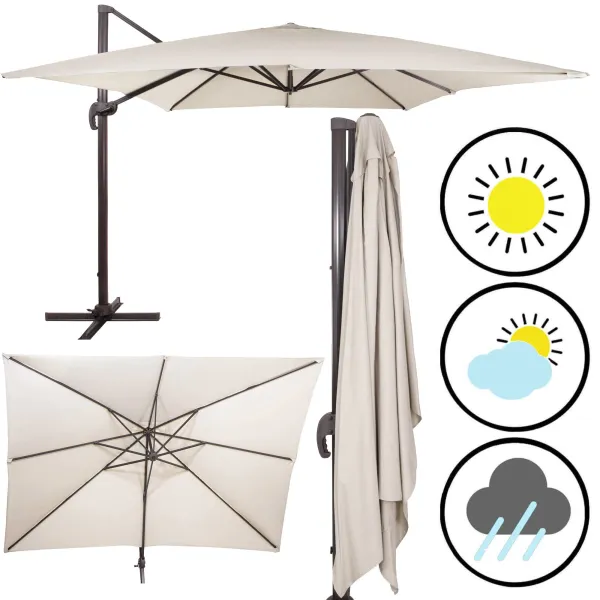Sodo skėtis Springos GU0051, 440 cm, su uždangalu, pakabinamas, ekru spalvos
