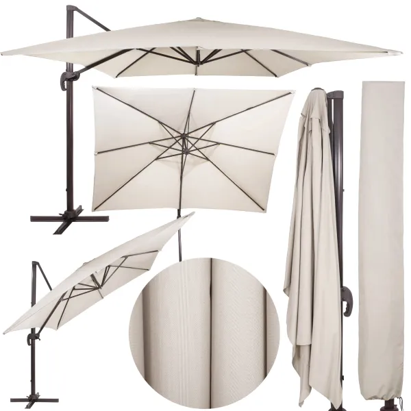 Sodo skėtis Springos GU0051, 440 cm, su uždangalu, pakabinamas, ekru spalvos