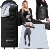 2-in-1 travel sleeping bag Springos CS0122, 220x80 cm, warm camping quilt, black-grey
