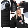 2-in-1 travel sleeping bag Springos CS0122, 220x80 cm, warm camping quilt, black-grey