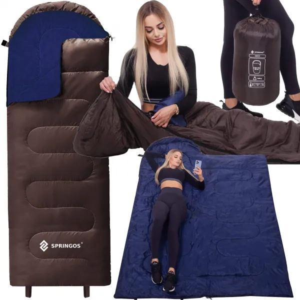Туристический спальник с капюшоном 2в1 Springos CS0121 220х80 см