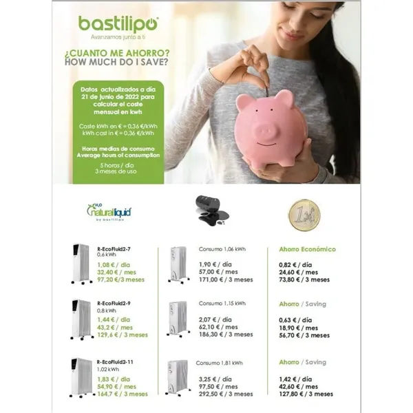 Oil-filled Radiator Bastilipo R-ECOFLUID2-7 White 1000 W