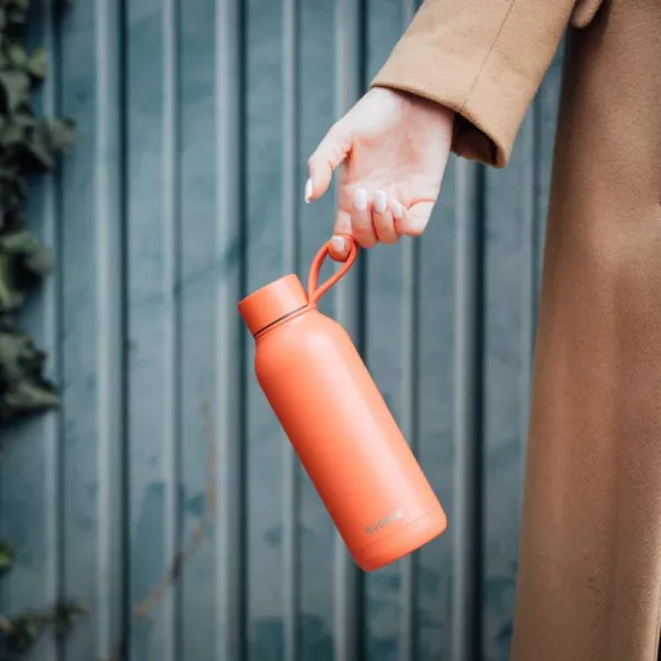 Quokka Solid With Strap - 510ml Stainless Steel Thermos Bottle with Strap (Orange)