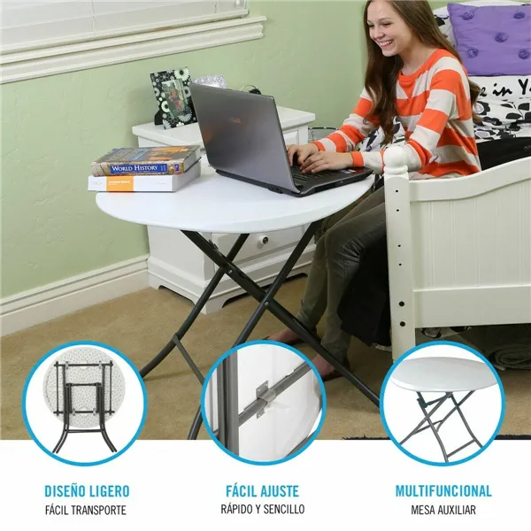 Folding Table Lifetime White Circular Steel Plastic 83 x 73,5 cm