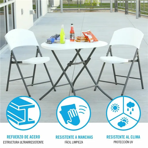 Folding Table Lifetime White Circular Steel Plastic 83 x 73,5 cm