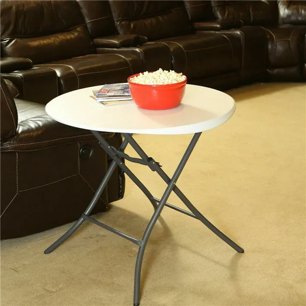 Folding Table Lifetime White Circular Steel Plastic 83 x 73,5 cm
