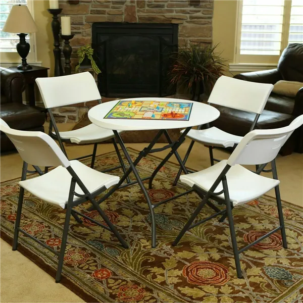 Folding Table Lifetime White Circular Steel Plastic 83 x 73,5 cm