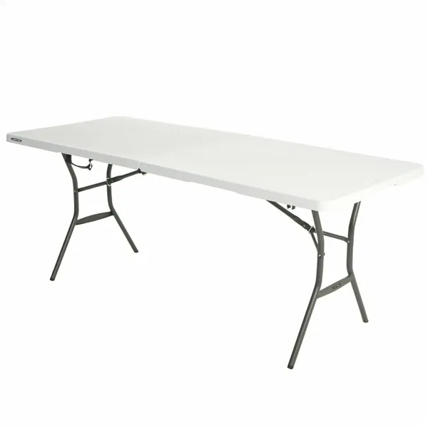 Folding Table Lifetime White Rectangular Steel Plastic 185 x 76 x 74 cm