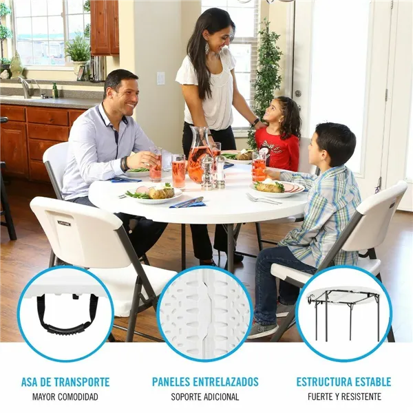 Folding Table Lifetime White Steel Plastic 122 x 73 cm