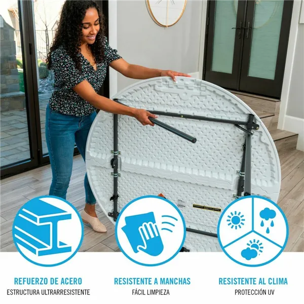 Folding Table Lifetime White Steel Plastic 122 x 73 cm