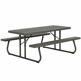 Picnic table Lifetime Wood Brown Foldable Steel Plastic 183 x 145 x 74 cm