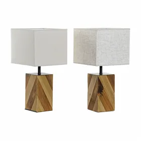 Desk lamp DKD Home Decor 25,5 x 25,05 x 52 cm Fir Natural Beige Metal Cream 220 V 60 W 25 x 25 x 21 cm (2 Units)