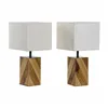 Desk lamp DKD Home Decor 25,5 x 25,05 x 52 cm Fir Natural Beige Metal Cream 220 V 60 W 25 x 25 x 21 cm (2 Units)