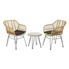 Table set with 2 chairs DKD Home Decor Black Natural Light brown 56 x 57,5 x 82 cm
