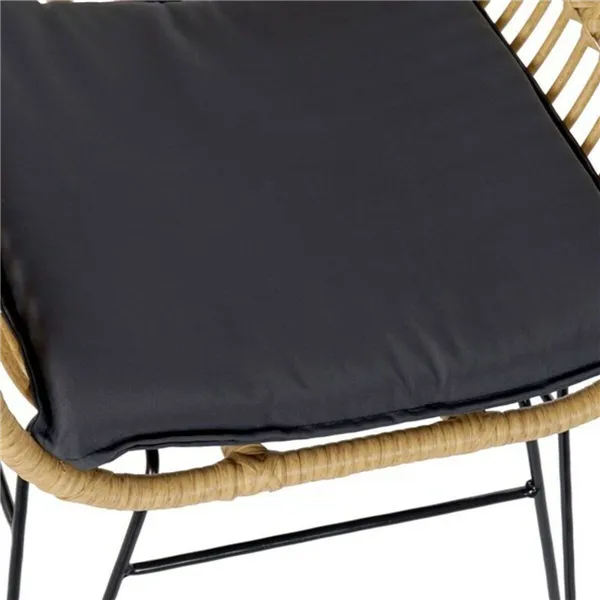 Table set with 2 chairs DKD Home Decor Black Natural Light brown 56 x 57,5 x 82 cm
