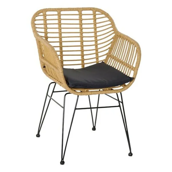 Table set with 2 chairs DKD Home Decor Black Natural Light brown 56 x 57,5 x 82 cm
