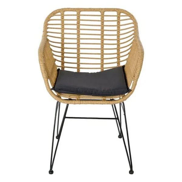 Table set with 2 chairs DKD Home Decor Black Natural Light brown 56 x 57,5 x 82 cm