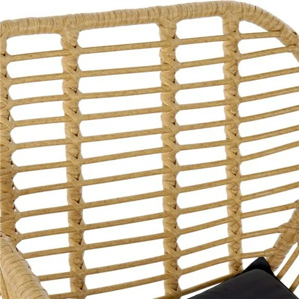 Table set with 2 chairs DKD Home Decor Black Natural Light brown 56 x 57,5 x 82 cm